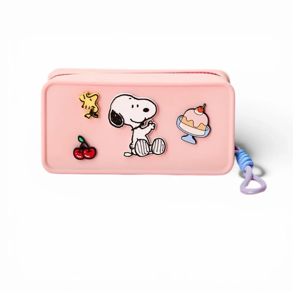 Pink Snoopy Themed Cosmetics/Utility Case With Wristlet Strap NWT